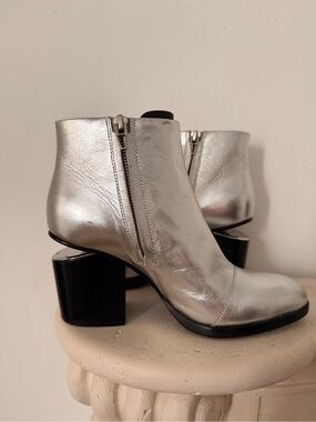 Alexander Wang Gabi silver ankle boots, size 36.5 (US6.5)